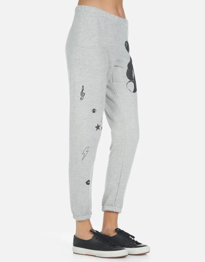 Women039s Alana Guitar Bear Heather Grey Lauren Moshi Crop Sweatpants