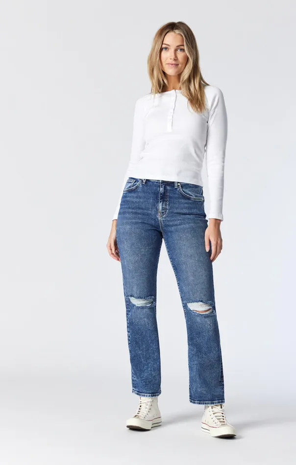 Women039s Barcelona Wide Leg In Mid Ripped Recycle Blue Women Mavi Jeans Denim