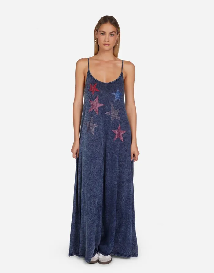 Women039s Berna Color Crystal Multi Stars Acid Denim Lauren Moshi Dresses