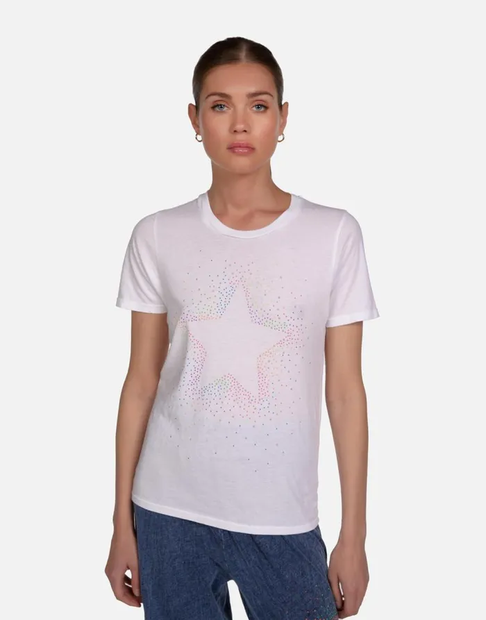 Women039s Croft Neon Stud Starburst White Lauren Moshi Short Sleeve