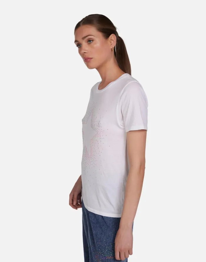 Women039s Croft Neon Stud Starburst White Lauren Moshi Short Sleeve