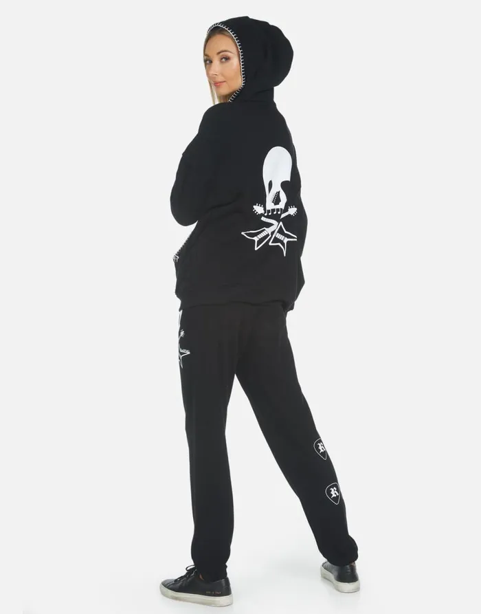 Women039s Gia Music Skull Black Lauren Moshi Long Sweatpants