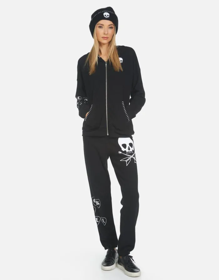 Women039s Gia Music Skull Black Lauren Moshi Long Sweatpants