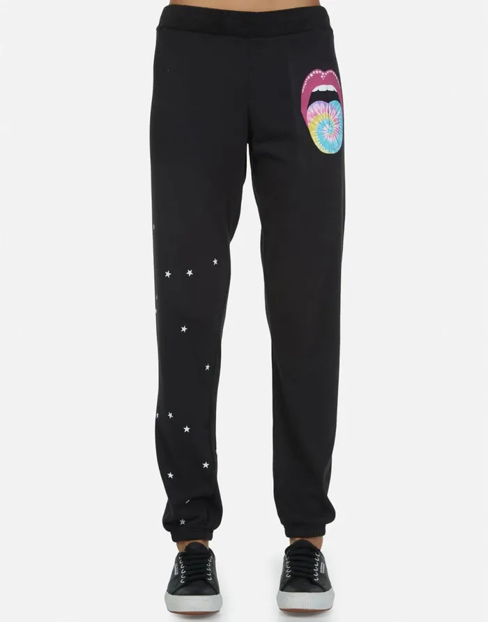 Women039s Gia Tie Dye Tongue Onyx Lauren Moshi Long Sweatpants