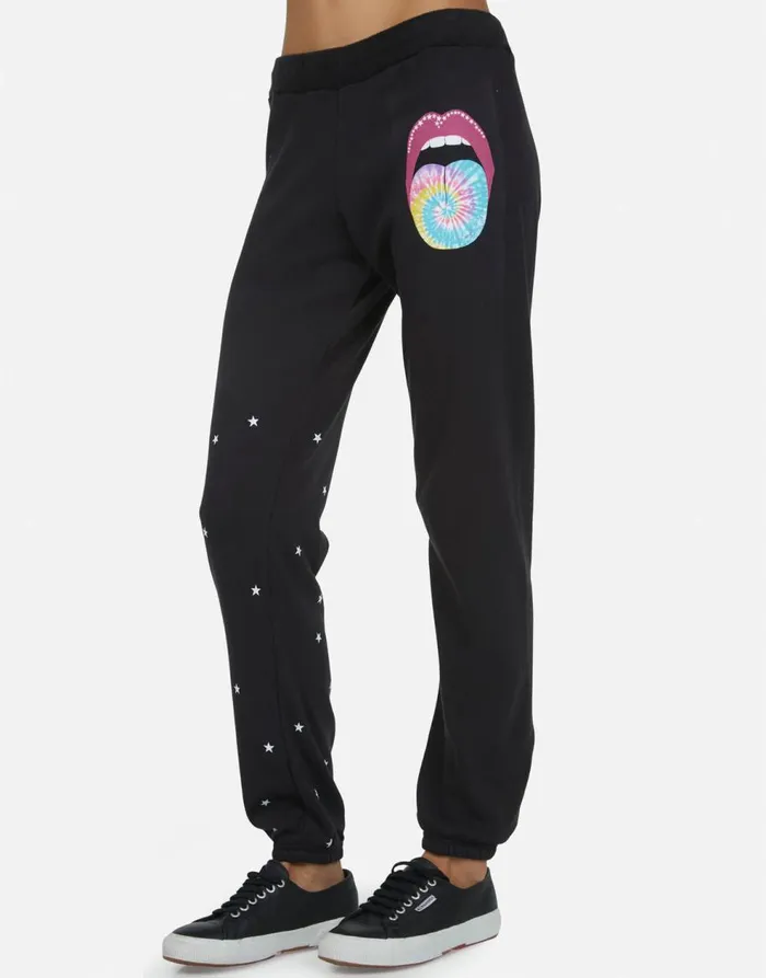 Women039s Gia Tie Dye Tongue Onyx Lauren Moshi Long Sweatpants
