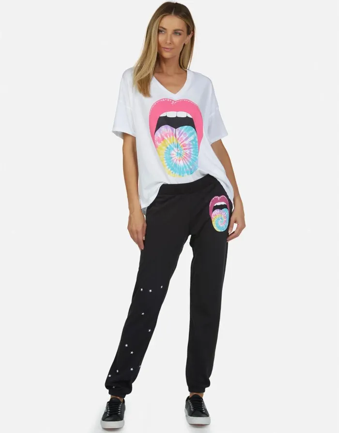 Women039s Gia Tie Dye Tongue Onyx Lauren Moshi Long Sweatpants