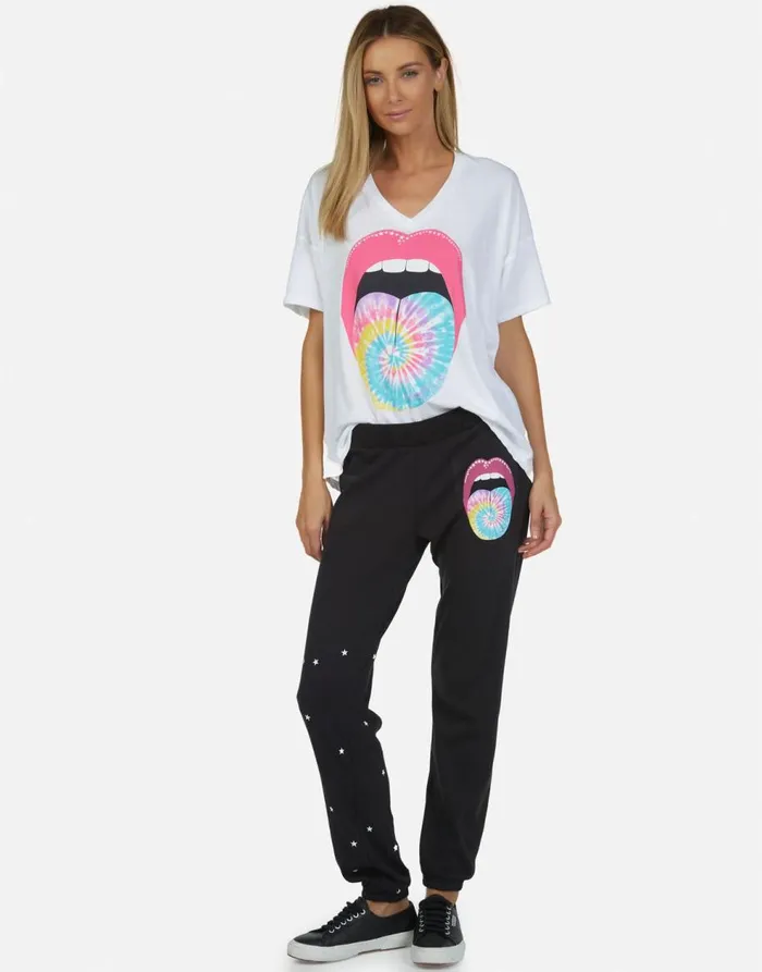 Women039s Gia Tie Dye Tongue Onyx Lauren Moshi Long Sweatpants