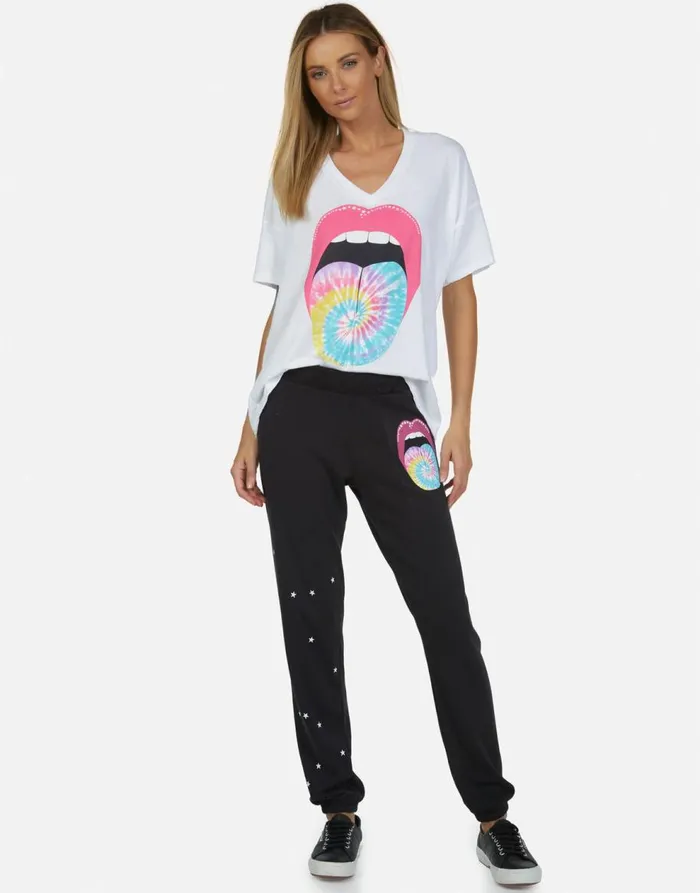 Women039s Gia Tie Dye Tongue Onyx Lauren Moshi Long Sweatpants
