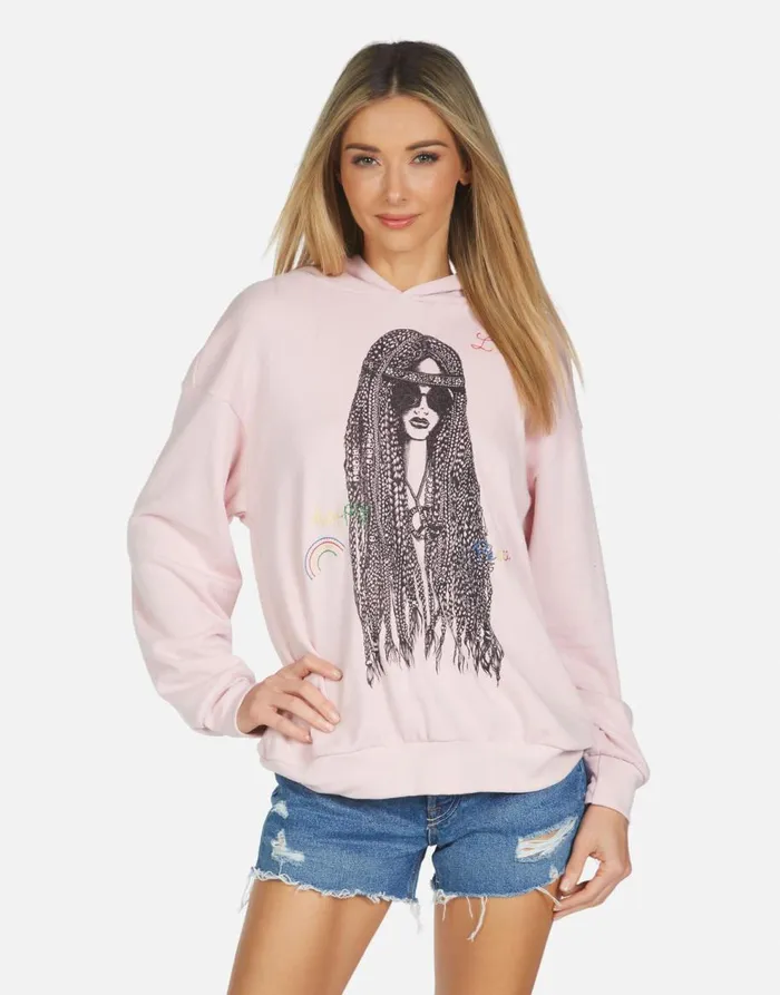 Women039s Harmony Hippie Girl Pink Nectar Lauren Moshi Hoodies