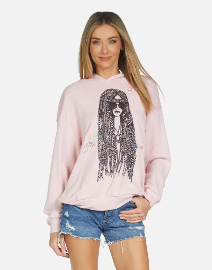 Women039s Harmony Hippie Girl Pink Nectar Lauren Moshi Hoodies