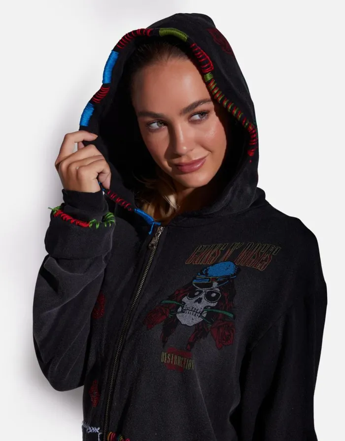 Women039s Moira X Guns N039 Roses Skull Black Haze Lauren Moshi Hoodies