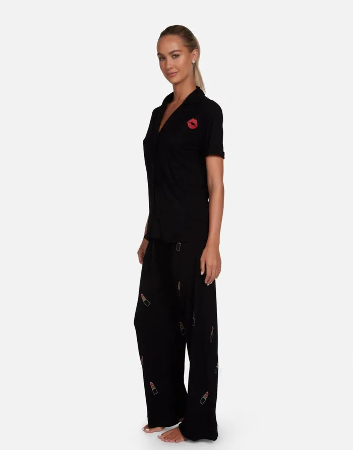 Women039s Waverly Lipstick Lip Black Lauren Moshi Short Sleeve