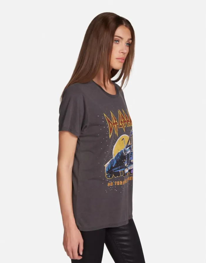 Women039s Wolf Def Leppard Truck W Crystals Pigment Black Lauren Moshi Short Sleeve