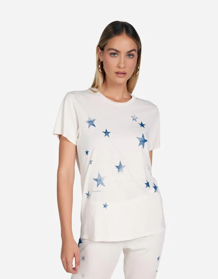 Women039s Wolf Vintage Stars Ivory Ombre Lauren Moshi Short Sleeve