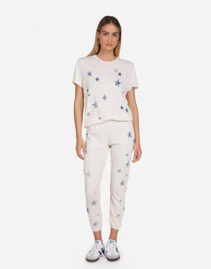 Women039s Wolf Vintage Stars Ivory Ombre Lauren Moshi Short Sleeve