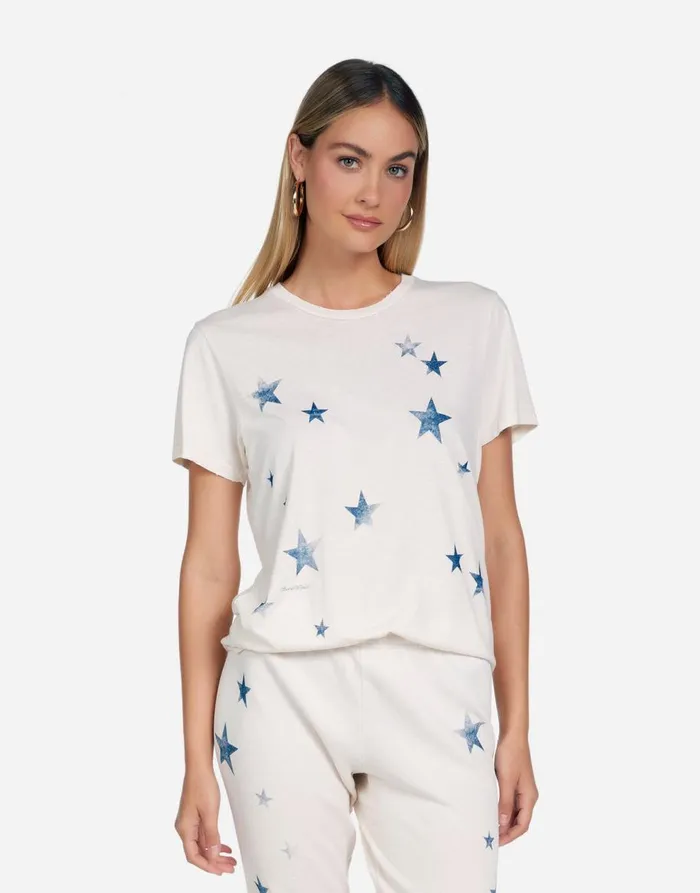 Women039s Wolf Vintage Stars Ivory Ombre Lauren Moshi Short Sleeve