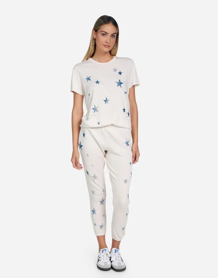 Women039s Wolf Vintage Stars Ivory Ombre Lauren Moshi Short Sleeve