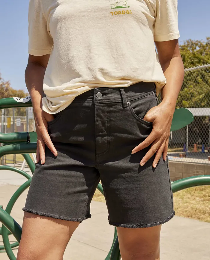 Women8217s Balsam Seeded Cutoff Short Washed Black Shorts ToadandCo