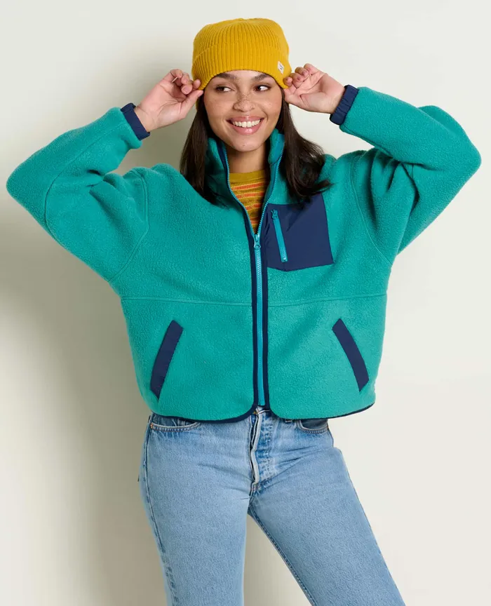 Women8217s Women8217s Campo Fleece Jacket Cyan Jackets and Layers ToadandCo