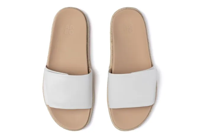 Women ABEO Footwear Sandals Isle Slide White Leather Women ABEO Footwear Sandals Isle Slide White Leather