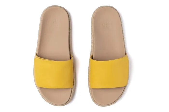 Women ABEO Footwear Sandals Isle Slide Yellow Leather Women ABEO Footwear Sandals Isle Slide Yellow Leather