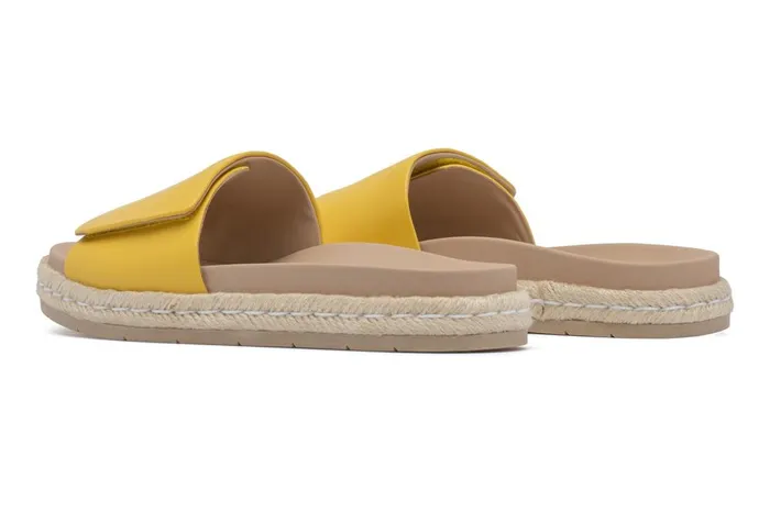 Women ABEO Footwear Sandals Isle Slide Yellow Leather Women ABEO Footwear Sandals Isle Slide Yellow Leather