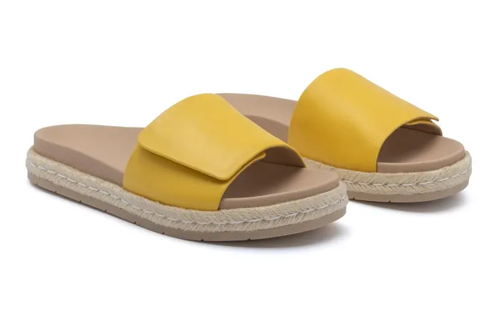 Women ABEO Footwear Sandals Isle Slide Yellow Leather Women ABEO Footwear Sandals Isle Slide Yellow Leather
