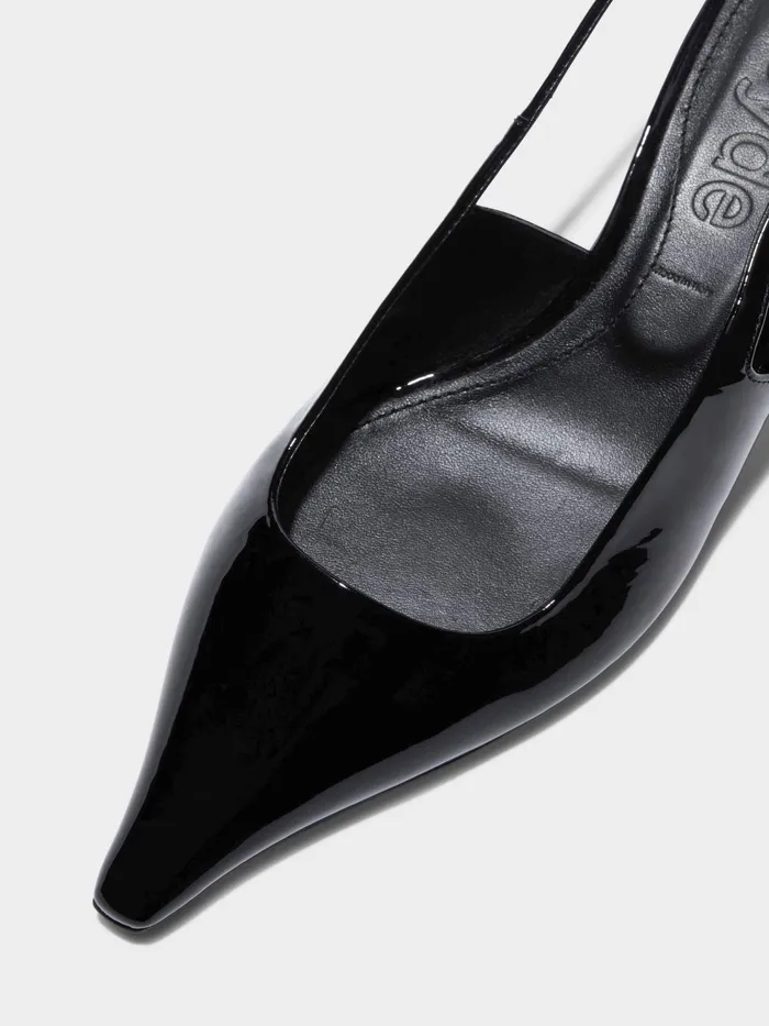 Women Aeyde CATRINA Black Kitten Heel Pump Aeyde Slingbacks