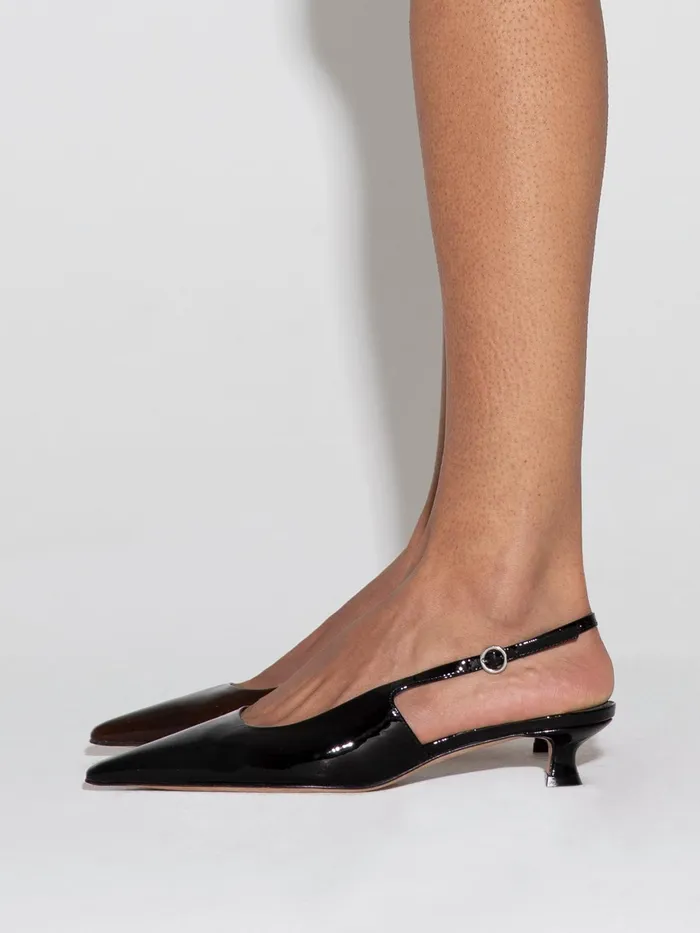 Women Aeyde CATRINA Black Kitten Heel Pump Aeyde Slingbacks