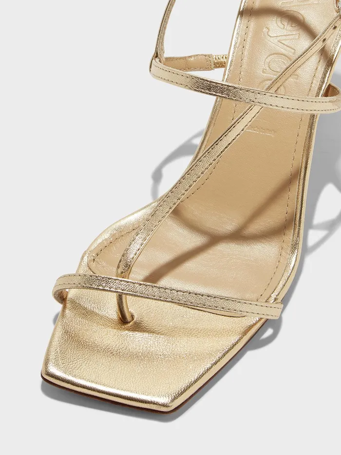 Women Aeyde ELISE Gold Leather Heeled Sandal Aeyde Heeled Sandals