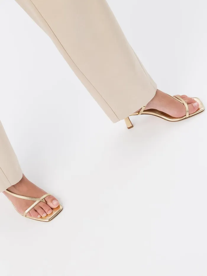 Women Aeyde ELISE Gold Leather Heeled Sandal Aeyde Heeled Sandals