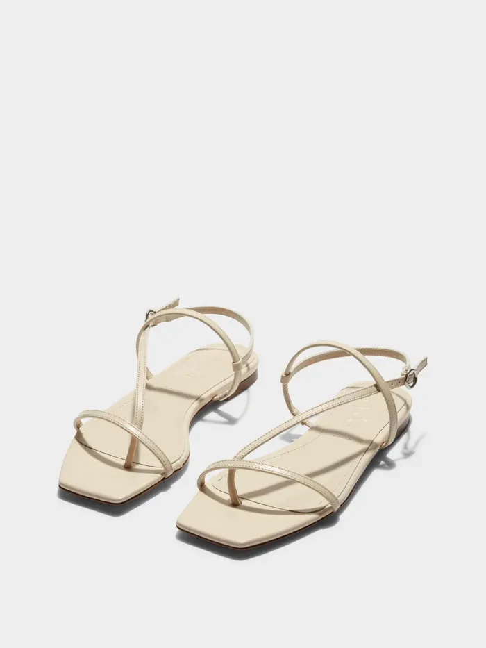 Women Aeyde ELLA Creamy Leather Flat Sandal Aeyde Flat Sandals