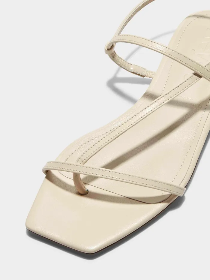 Women Aeyde ELLA Creamy Leather Flat Sandal Aeyde Flat Sandals