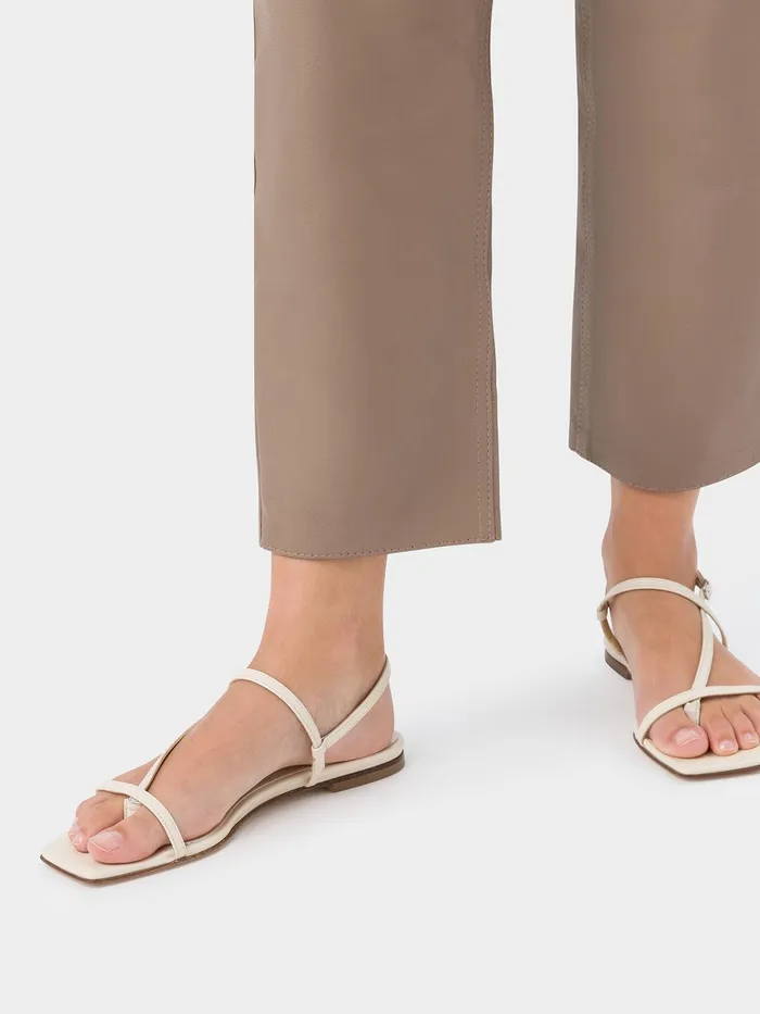 Women Aeyde ELLA Creamy Leather Flat Sandal Aeyde Flat Sandals