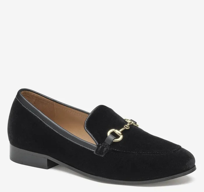Women Ali Bit Loafer Black Velvet JohnstonandMurphy Mules and Loafers