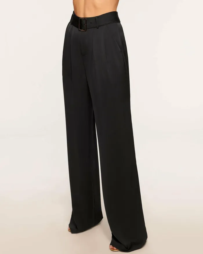 Women Amaya Wide Leg Belted Trouser Cabernet Ramy Brook Pants