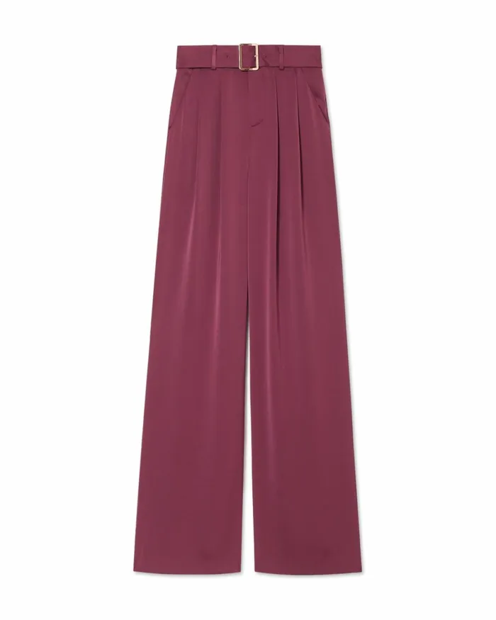 Women Amaya Wide Leg Belted Trouser Cabernet Ramy Brook Pants Women Amaya Wide Leg Belted Trouser Cabernet Ramy Brook Pants