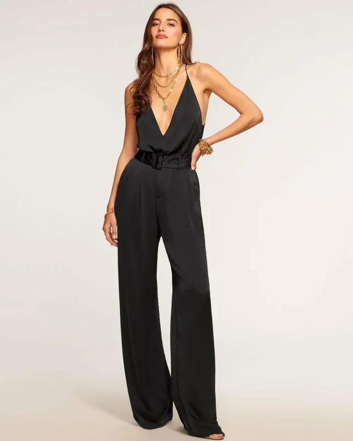 Women Amaya Wide Leg Belted Trouser Cabernet Ramy Brook Pants Women Amaya Wide Leg Belted Trouser Cabernet Ramy Brook Pants