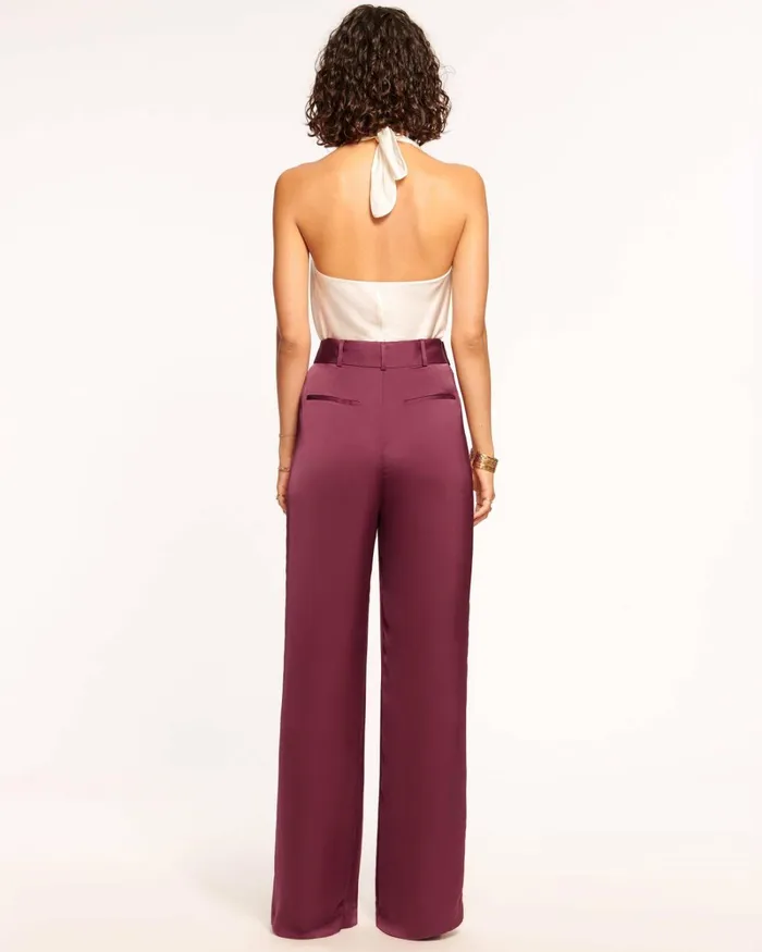 Women Amaya Wide Leg Belted Trouser Cabernet Ramy Brook Pants Women Amaya Wide Leg Belted Trouser Cabernet Ramy Brook Pants