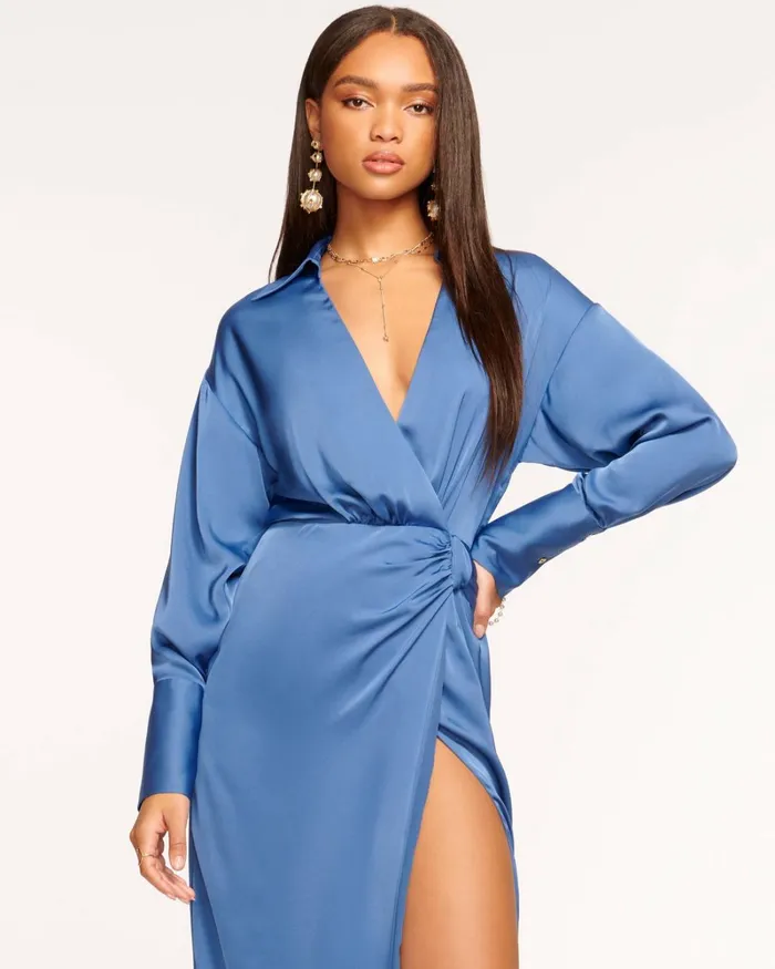 Women Aurora VNeck Wrap Dress Black Ramy Brook Dresses