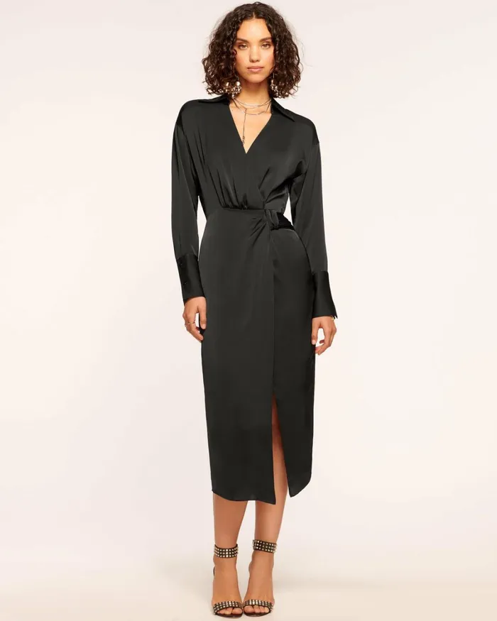Women Aurora VNeck Wrap Dress Black Ramy Brook Dresses Women Aurora VNeck Wrap Dress Black Ramy Brook Dresses