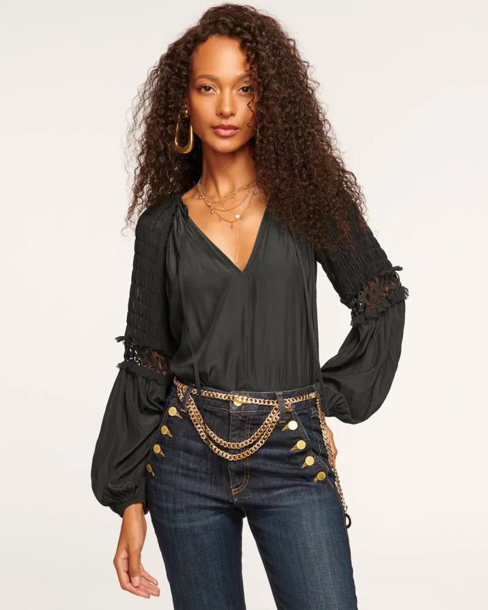 Women Ayla Embellished Blouse Black Ramy Brook Tops