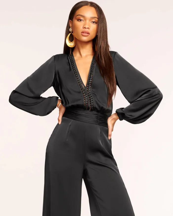 Women Bailey Wide Leg Jumpsuit Black Ramy Brook Dresses