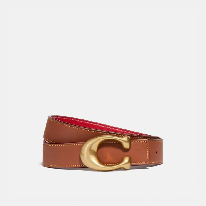 Women Belts Coach C Hardware Reversible Belt 32 Mm Brassred1941 Saddle