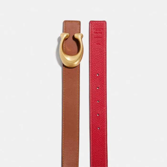 Women Belts Coach C Hardware Reversible Belt 32 Mm Brassred1941 Saddle