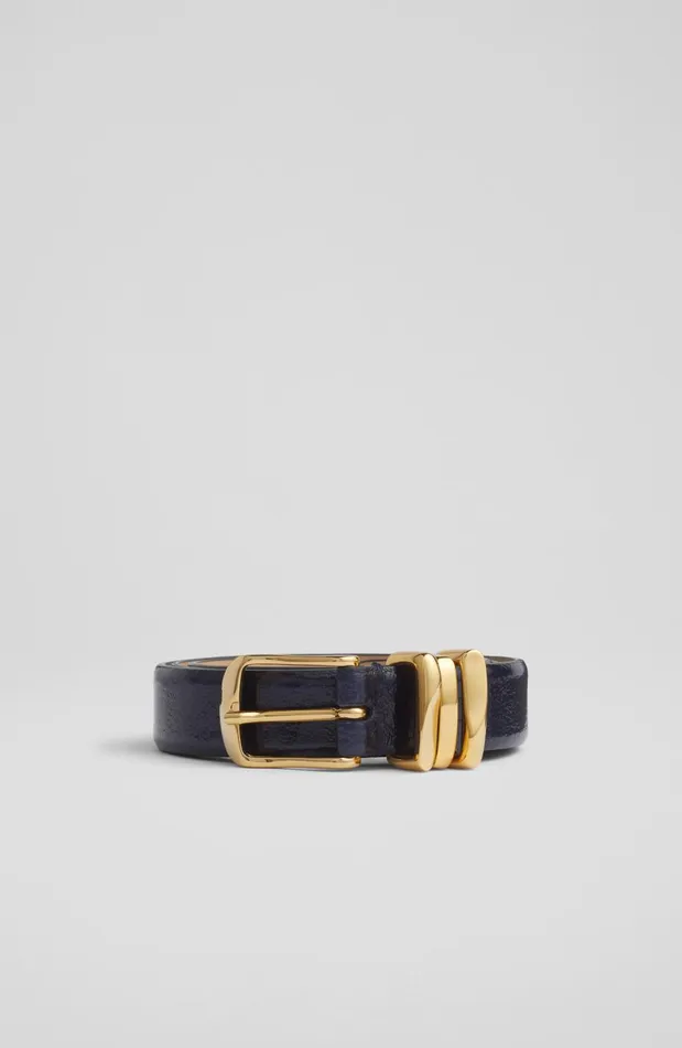 Women Belts LKBennett Georgette Navy Crinkle Patent Leather Belt Women Belts LKBennett Georgette Navy Crinkle Patent Leather Belt