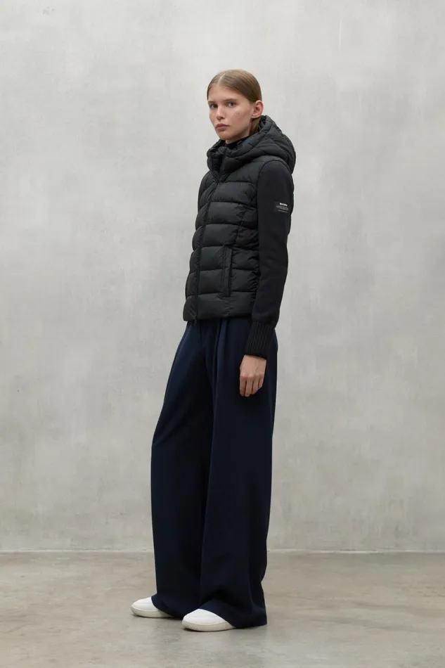Women Black Denali Knitted Jacket Ecoalf Coats And Jackets