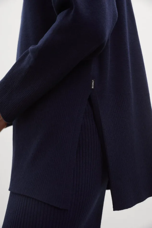 Women Blue Bergamota Knitted Jumper Ecoalf Knitwear