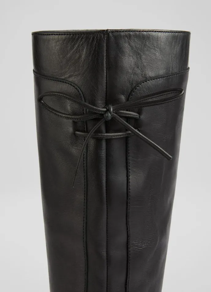Women Boots LKBennett Cassandra Black Leather Flat KneeHigh Boots Black Women Boots LKBennett Cassandra Black Leather Flat KneeHigh Boots Black