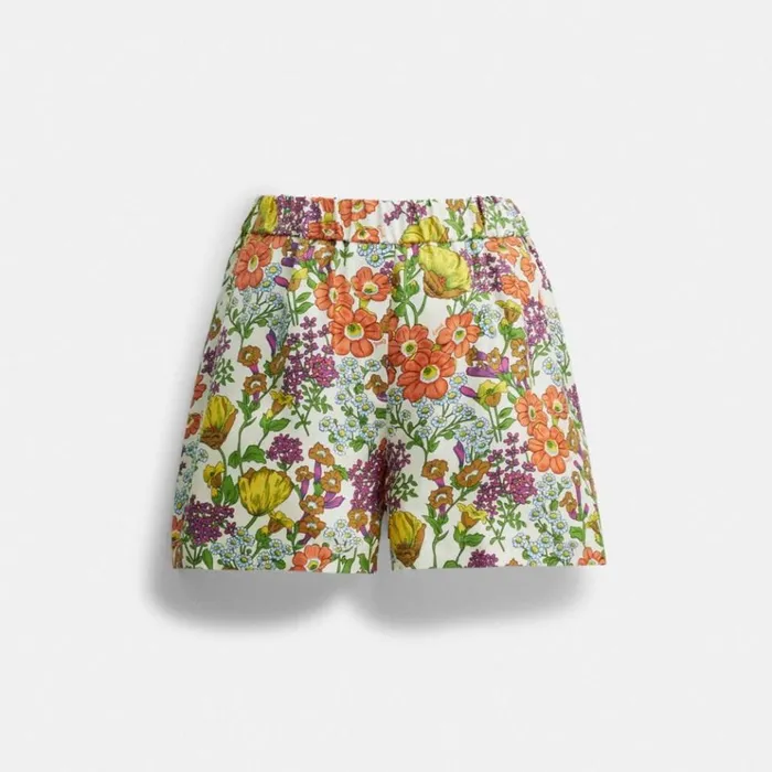 Women Bottoms Coach Floral Shorts Ivory Multi